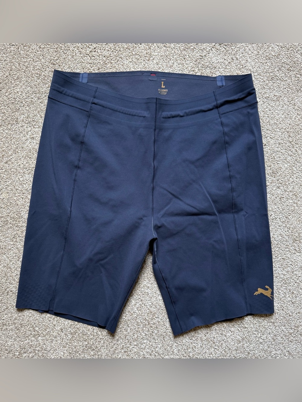 Tracksmith Navy Men's Running Shorts with Gold Logo